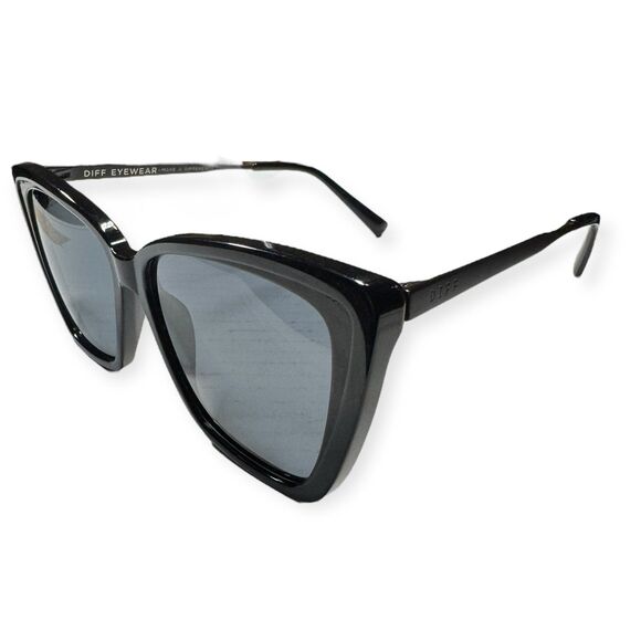 DIFF Becky II Cat Eye Oversized‎ Polarized Sunglasses Black 100% UVA/UVB - Picture 1 of 8